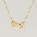 Collier minimaliste en acier inoxydable 18K avec pendentif cœur et lettre M - Lettre M(M) / Or