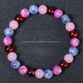 Detail of 8mm natural stone yoga beads for anxiety relief and energy balance - Pink Purple Amber Combination (Anxiety & Stress-15)