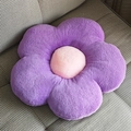 Cute purple and pink flower plush seat cushion made of soft faux rabbit fur - Purple