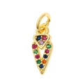 Golden triangle alloy pendant with colorful gemstones and ring connector for DIY jewelry - V-Shape Geometric Color Zircon