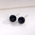 Elegant black multifaceted crystal ball stud earrings with S925 sterling silver pins - 8mm / 8mm Black Crystal Studs