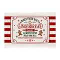 Christmas table mat with red and white stripes featuring a gingerbread bakery design - Regular Linen Style / Gingerbread Bakery