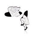 Surreal black and white enamel pin set featuring a person moving through space - CC693-Surreal Black White 2-Piece Set (Head and Legs)