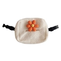 Borsa portaoggetti per sedile auto in peluche bianco crema con fiore in velluto arancio - Fiore a 6 Petali Arancione