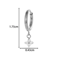 Silver G23 titanium hoop earring with a cross-shaped zircon flower pendant and dimensions - Clover Pendant (T2595-1#Silver)
