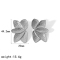 Silver petal earrings with brushed metal finish, 44.2mm height and 15.6g weight - Silver Brushed Petal Earrings (TE6567-S)