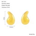 Golden comma-shaped teardrop earrings in 18K gold plated stainless steel for women - Solid Teardrop Style (ZE1325G) / 18K Gold