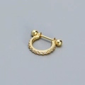 Pendiente de cartílago en forma de D de plata 925 bañada en oro con circonitas - Plata 925 / Dorado