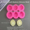 6-cavity silicone mold for abalone shaped cakes and crafts with specific dimensions - 6-Cavity Small Abalone Mold-Pink