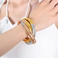 Three-tone interlocking snake chain bracelet in gold, rose gold and silver surgical steel - Gold-Steel-Rose Gold Tri-color (Z010)