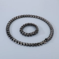 Men's punk dragon bone chain set with necklace and bracelet in gunmetal grey finish - Gunmetal Set