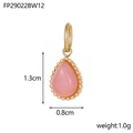 Detail view of teardrop pink stone pendant in gold plating with dimensions 1.3cm x 0.8cm - Pink - Water Drop Pendant
