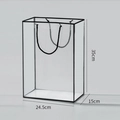 Detailed dimensions of transparent gift bag with black frame and rope handle features - Medium Floral Border Handbag 24.5*15*35 / Black