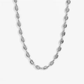 Polished silver pig nose link chain necklace with minimalist oval cut-out metal links - Silver Necklace