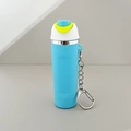 Blue miniature water bottle keychain with white top and metal clip for backpack - 03 Color Matching Sky Blue