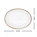 Oval transparent glass serving tray with elegant gold beaded rim, size 39.5cm x 31.5cm - 16 Inch Gold Oval Platter