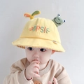 Yellow baby sun hat with cute 3D sprout and frog doll detail and OPS embroidery - 8 Months-3 Years (46-50cm) / 07 Yellow (Frog Whale)
