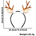 Weihnachts Rentier Geweih Haarreif mit weißen Plüschbällen und Pailletten, 23cm x 23,8cm - Braune Geweihe mit Weißen Bällen