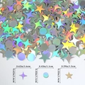 Holographic star and round confetti pieces for birthday party table decoration - 15g/Pack / Metallic Silver