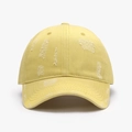 Distressed pale yellow washed cotton baseball cap with vintage frayed brim design - Lemon Yellow