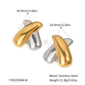 Detailed view of mixed gold and silver cross earrings in durable stainless steel - Cross Shape Style (YYE025044-M)