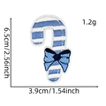 Detail view of blue candy cane embroidery patch with dimensions 6.5cm height and 3.9cm width - Blue Christmas Patch 19# (Candy Cane)