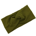 Elastic olive green ribbed cotton yoga headband with a classic cross-knot design - Light Green