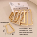 Three sizes of trapezoid gold stainless steel hoop earrings with white enamel and rhinestones - 3# Triangle / 3 Pairs (2.5/3.5/4.5cm)