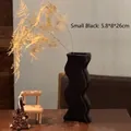 Modern wavy black ceramic vase in small size for minimalist Nordic home decor - Small Wave Black 5.8*8*26CM