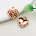 Rose gold heart lock charms for DIY jewelry making featuring intricate vintage textures - 1 Piece (13x15mm)