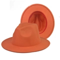 Classic bright orange wide-brim felt fedora hat featuring a contrast red inner sweatband - Thickened Hardened Orange