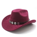 Detail of burgundy faux suede cowboy hat featuring a leather band with metal diamond studs - M (56-59cm) / Wine Red Suede