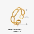 Anillo ajustable de acero inoxidable chapado en oro 18K con diseño de cuerda trenzada - 1.7CM Ajustable / Dorado
