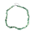 Detailed view of natural irregular green crystal stone necklace with adjustable clasp - Green Aventurine Crushed Stone Necklace