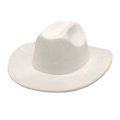 Detailed view of a white western cowboy felt hat with classic crown and wide brim - M(56-58cm) / White