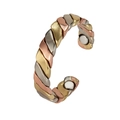 Three-tone twisted magnetic therapy bracelet in silver, gold, and rose gold finish - Three-color Ring