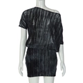 Close-up of asymmetrical neck and abstract snakeskin tie-dye print on a mini dress - S / Blue
