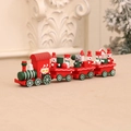 Classic red and green wooden Christmas train ornament with Santa and snowman figurines - Red