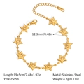 Detail of gold stainless steel star bracelet showing dimensions and lobster clasp - Five-pointed Star (YYB025053)