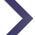 Deep purple mat board for frames with white core and 45-degree bevel cut texture - Dark Purple (textured)