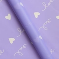 Waterproof purple bouquet wrapping paper with white love hearts and script text - Heart Love - Butterfly Purple