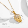 Collier tête de mort doré avec zircons micro-pave et chaîne en acier titane 45+5cm - Couleur Or (N0155G)