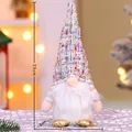 Gnome de Noël en peluche avec chapeau en tweed et bottes dorées, déco de table 25cm - Vieil Homme Sans Visage-C