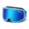 Ski goggles with bright blue frame, purple splatter pattern and blue mirrored lenses - Blue Purple Splatter Frame Blue Mirrored Lens