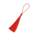 Pompon rouge fait main avec franges soyeuses pour marque-pages DIY et pendentifs - Pompon Rouge