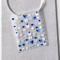 Stickers ongles relief 3D aux motifs cœurs et nœuds bleus variante design TS-2418 - TS-2418 Cœur Bleu Brillant - Nouveau Relief