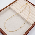 French vintage small pearl necklace with gold tube accents for an elegant long sweater look - Necklace