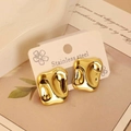Unregelmäßige Edelstahl-Ohrringe im Lava-Stil mit poliertem goldenem Spiegel-Finish - Gold Unregelmäßige Stromlinie (21)