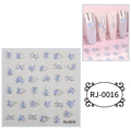 5D relief nail art stickers silver metallic border blue heart sun DIY adhesive decals set - Cartoon Sticker (RJ-0016) / 60X60mm