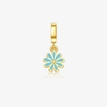 Ciondolo margherita blu e oro in stile argento S925 raffinato per collane da donna - Argento 925 / Oro 18k (Fiore Blu)
